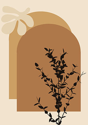 Wadi Home abstract arch botanical wall art with warm earthy tones and minimalist design.