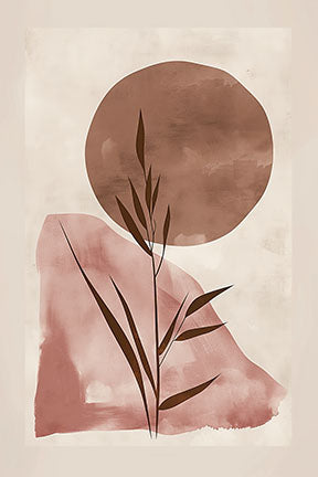 Wadi Home abstract botanical sunburst wall art in terracotta and brown, minimalist design.