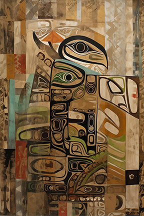 Wadi Home abstract tribal art wall decor with geometric patterns in earthy tones, framed. Adds cultural aesthetic to any room.