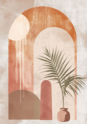 Wadi Home Abstract Archway Botanical Wall Art in terracotta and neutral tones with painterly texture.