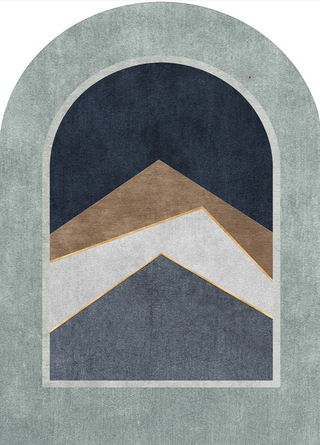 Wadi Home abstract arch mountain landscape wall art in blue, brown, white, and gold