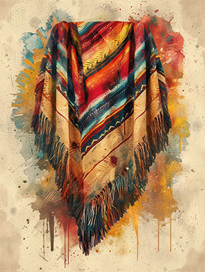 Wadi Home bohemian fringe throw blanket in sunset hues with geometric pattern and playful fringe trim.