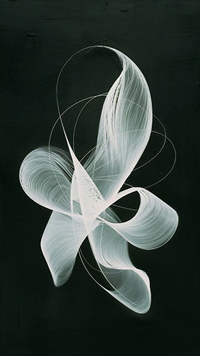 Wadi Home abstract swirl canvas wall art, featuring flowing white lines on a dark background. Modern art for living rooms, bedrooms, or offices.