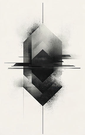 Wadi Home abstract geometric wall art in black and white with minimalist aesthetic. Modern art print.