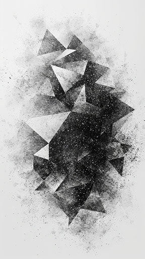 Wadi Home abstract geometric fragment wall art in monochromatic palette with textured, sketchy effect.