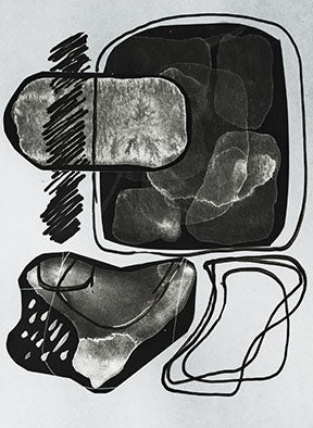 Wadi Home abstract monochrome wall art featuring organic shapes and bold lines, perfect for modern living spaces.