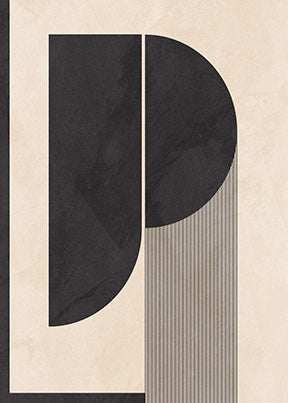 Wadi Home abstract geometric wall art in black and cream with minimalist design. Features clean lines and intriguing shapes.