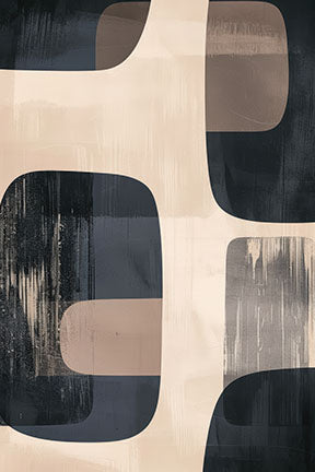 Wadi Home abstract geometric canvas art in blues, beiges, and grays with organic shapes and textured details.