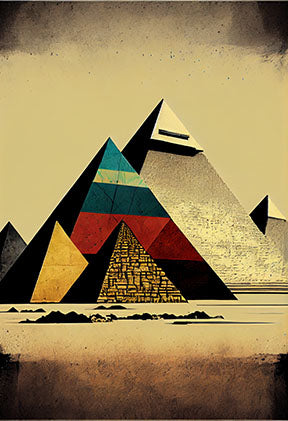 Wadi Home geometric pyramid landscape wall art with earthy tones and abstract design.