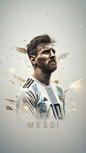 Wadi Home Lionel Messi soccer star portrait wall art, featuring the iconic footballer in an Argentina jersey with the number 10.