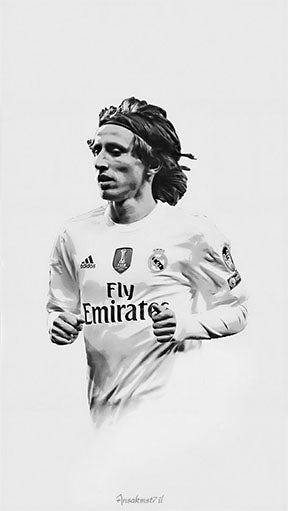 Wadi Home black and white portrait wall art of a soccer player in a white jersey with 'Fly Emirates' logo.