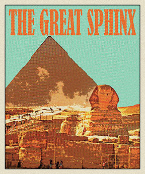 Wadi Home vintage Egyptian Sphinx and Pyramid poster with retro design and warm earthy tones.