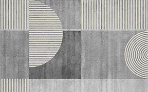 Wadi Home abstract geometric wall art in grey and white with circles and lines. Modern canvas art.