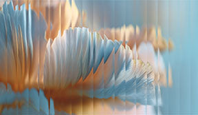 Wadi Home abstract floral wall art with blue and gold hues, contemporary layered design.