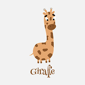 Wadi Home cartoon giraffe nursery wall art in brown and tan, perfect for a baby's room.