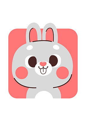 Wadi Home cute grey bunny face art with coral background, perfect for nursery decor.