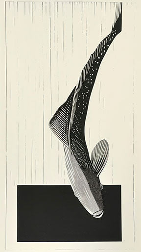 Wadi Home abstract black and white fish wall art with minimalist design and bold lines, printed on high-quality material.