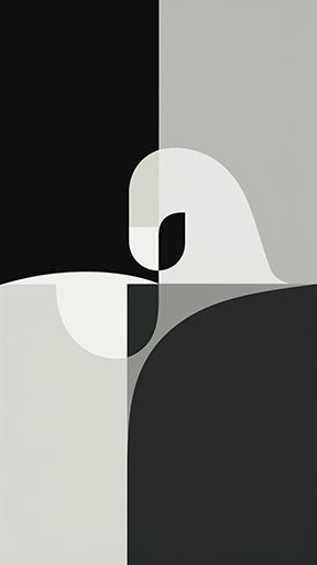 Wadi Home abstract geometric swan wall art in black, white, and grey. Modern minimalist canvas print.
