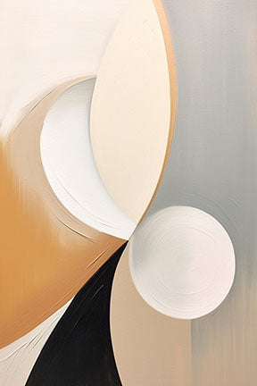 Wadi Home abstract geometric canvas art with beige, white, grey, black, and tan tones. Modern wall art.