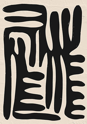 Wadi Home Abstract Organic Shapes Wall Art, black organic forms on textured neutral background, modern minimalist aesthetic.