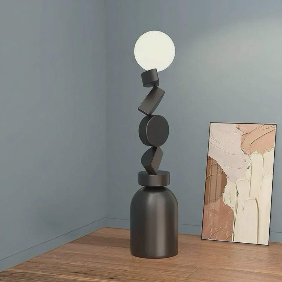 Modern Sculptural Floor Lamp with Globe Light