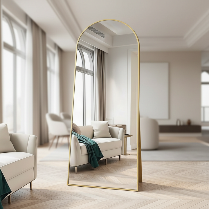 Mirror standing freely away from wall, front view