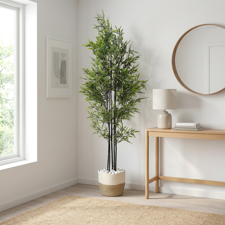 Artificial plant in entryway or home office lifestyle scene