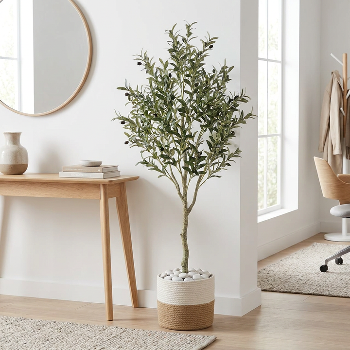 Artificial plant in entryway or home office lifestyle scene