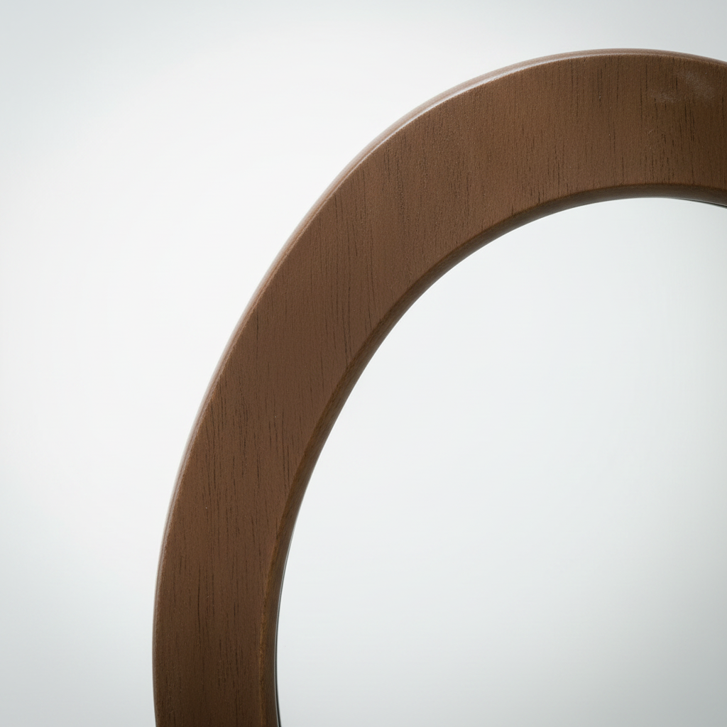 Close-up of natural wooden frame detail showing grain and craftsmanship