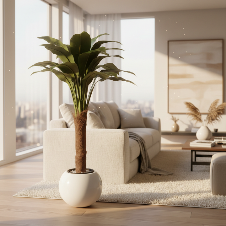 Artificial fern tree in modern living room