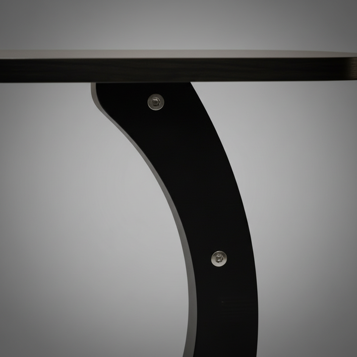 Close-up macro detail of table frame with precision professional lighting
