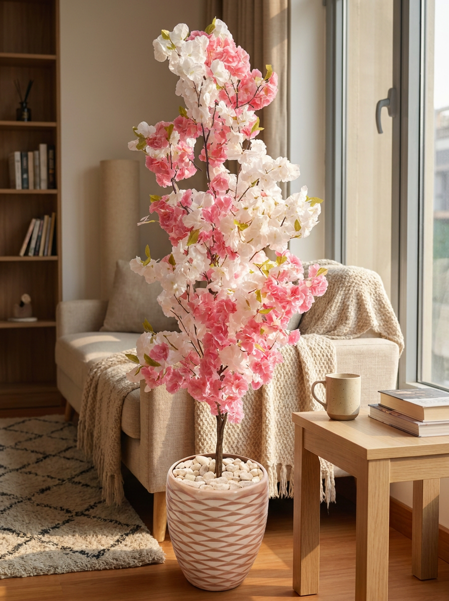 Artificial indoor plant styled in a modern living room