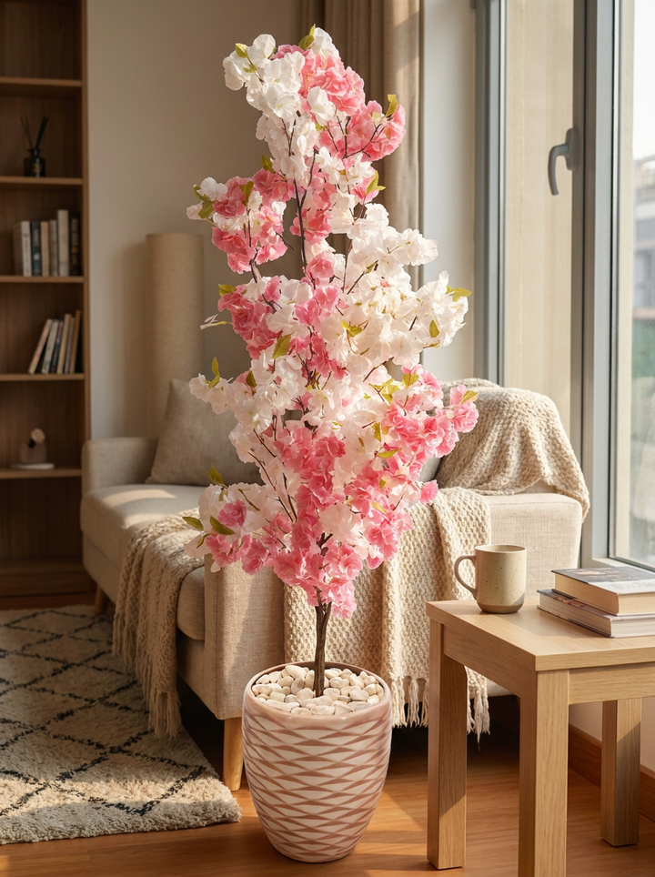 Artificial indoor plant styled in a modern living room