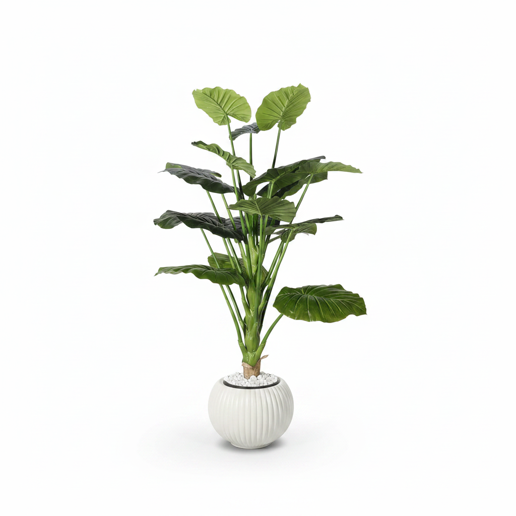 Artificial decorative plant full studio shot on white background
