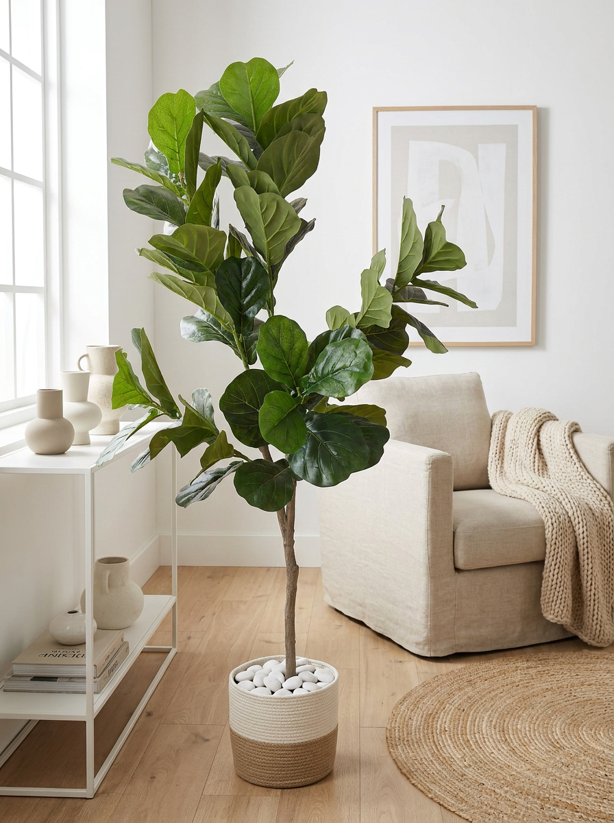 Artificial plant in modern living room lifestyle setting