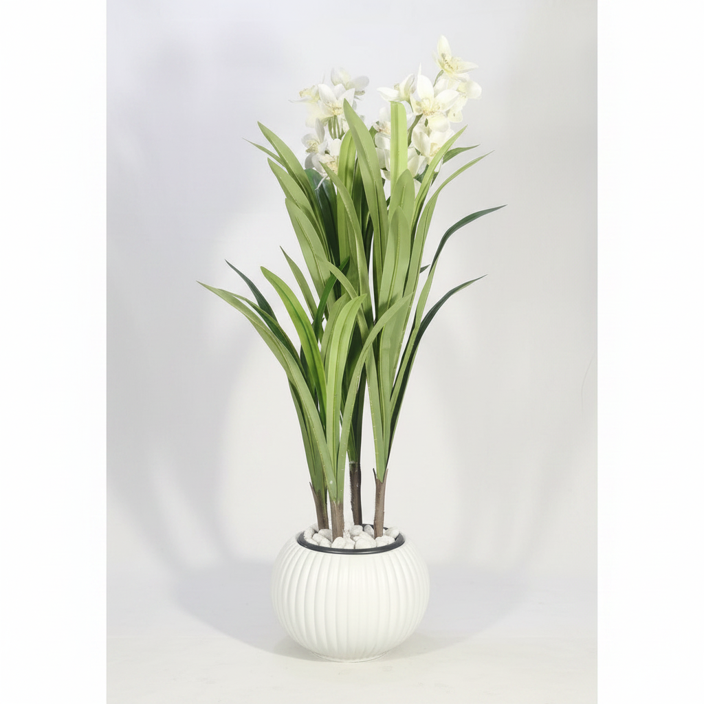 Artificial lucky bamboo full studio shot on white background