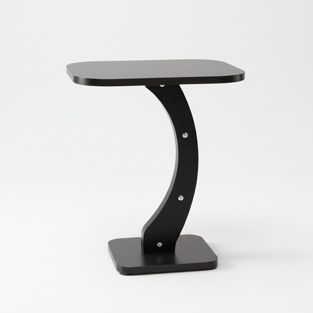 Black curved side table studio full shot with award-winning professional lighting