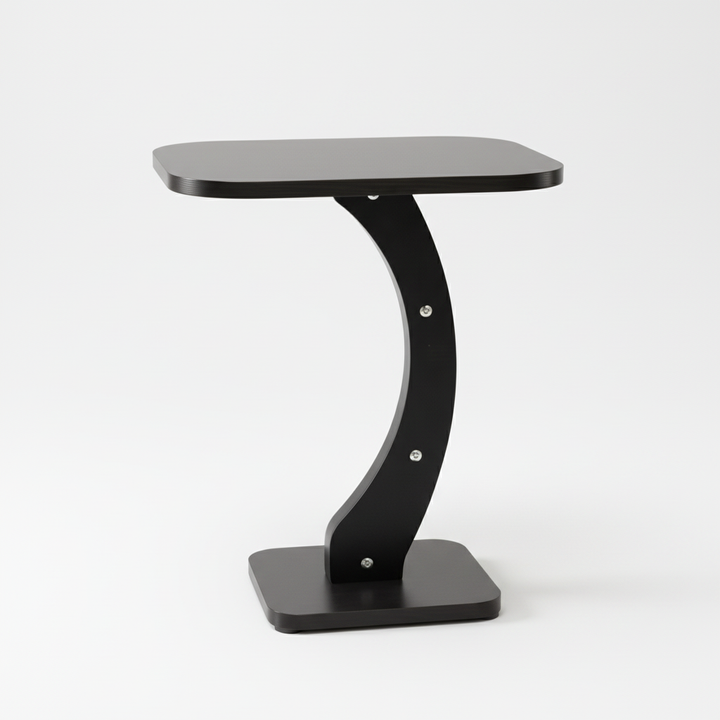 Black curved side table studio full shot with award-winning professional lighting