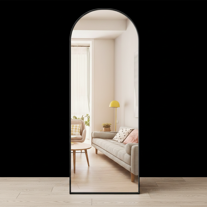 Mirror standing freely away from wall, front view