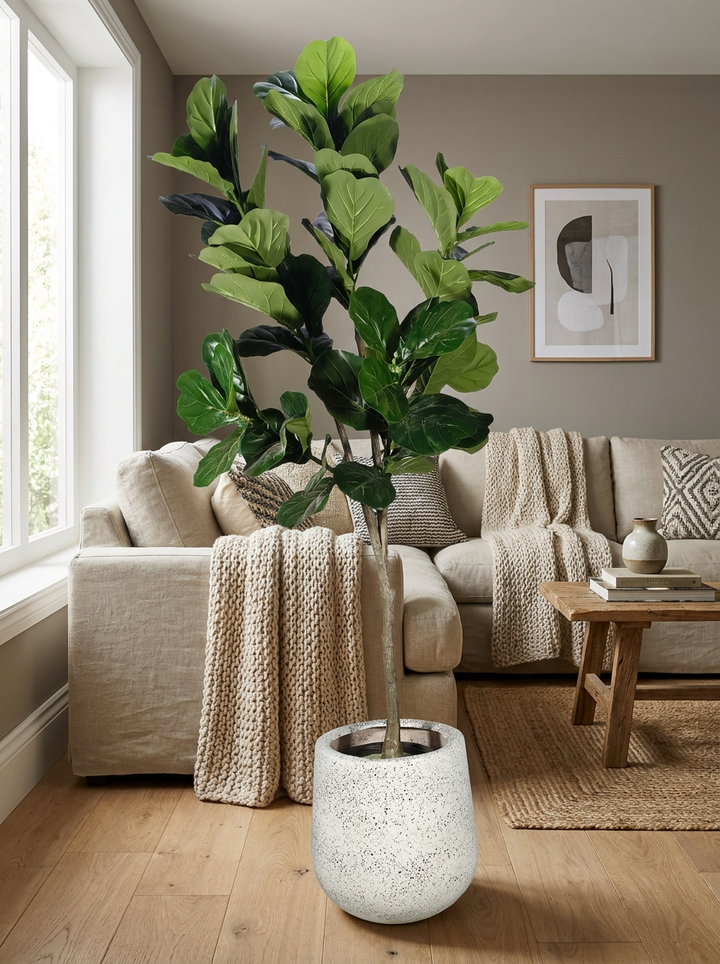 Artificial plant styled in modern living room interior