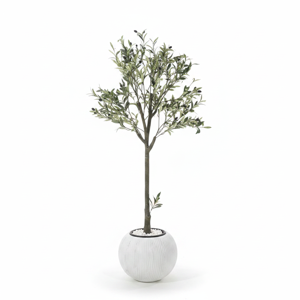 Artificial olive tree full studio shot on white background