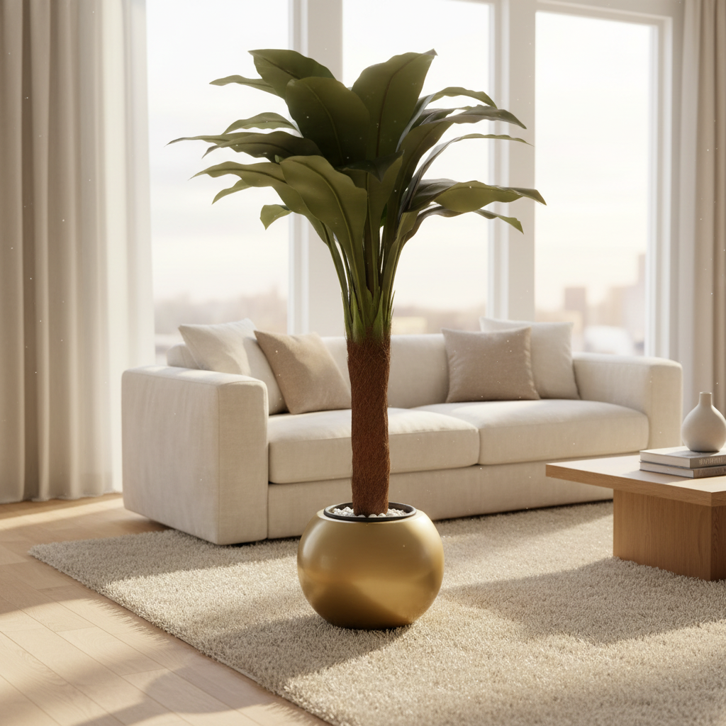 Artificial trailing pothos tree in modern living room