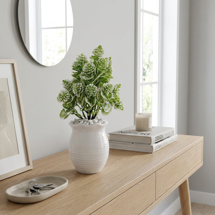 Artificial plant in entryway or home office lifestyle scene