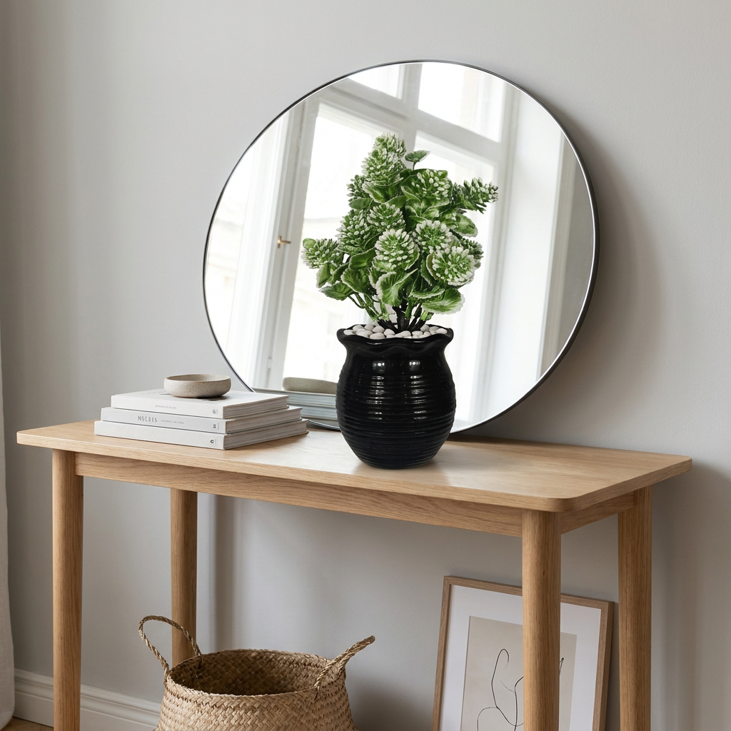 Artificial plant in entryway or home office lifestyle scene