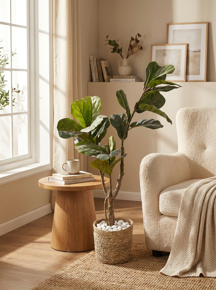 Artificial indoor plant styled in a modern living room
