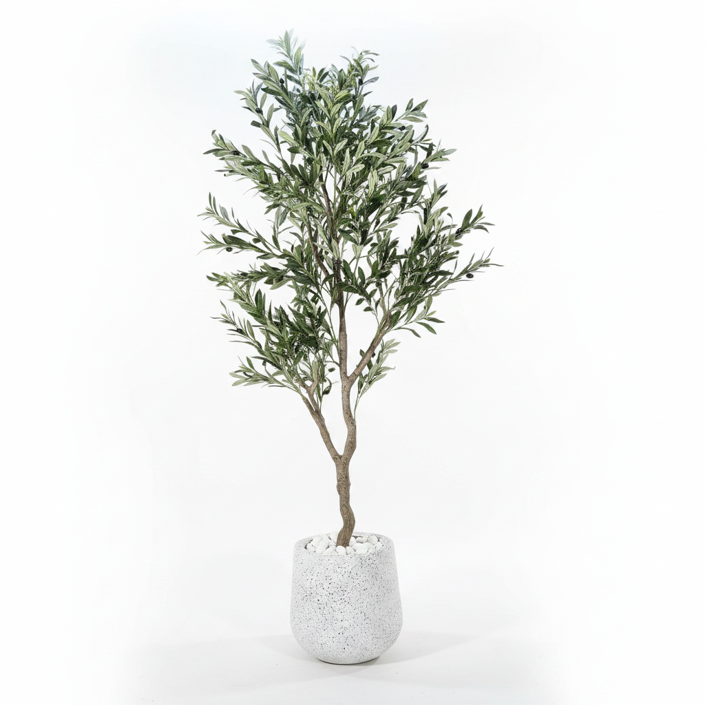 Large artificial olive tree full studio shot on white background