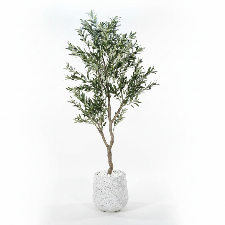 Large artificial olive tree full studio shot on white background