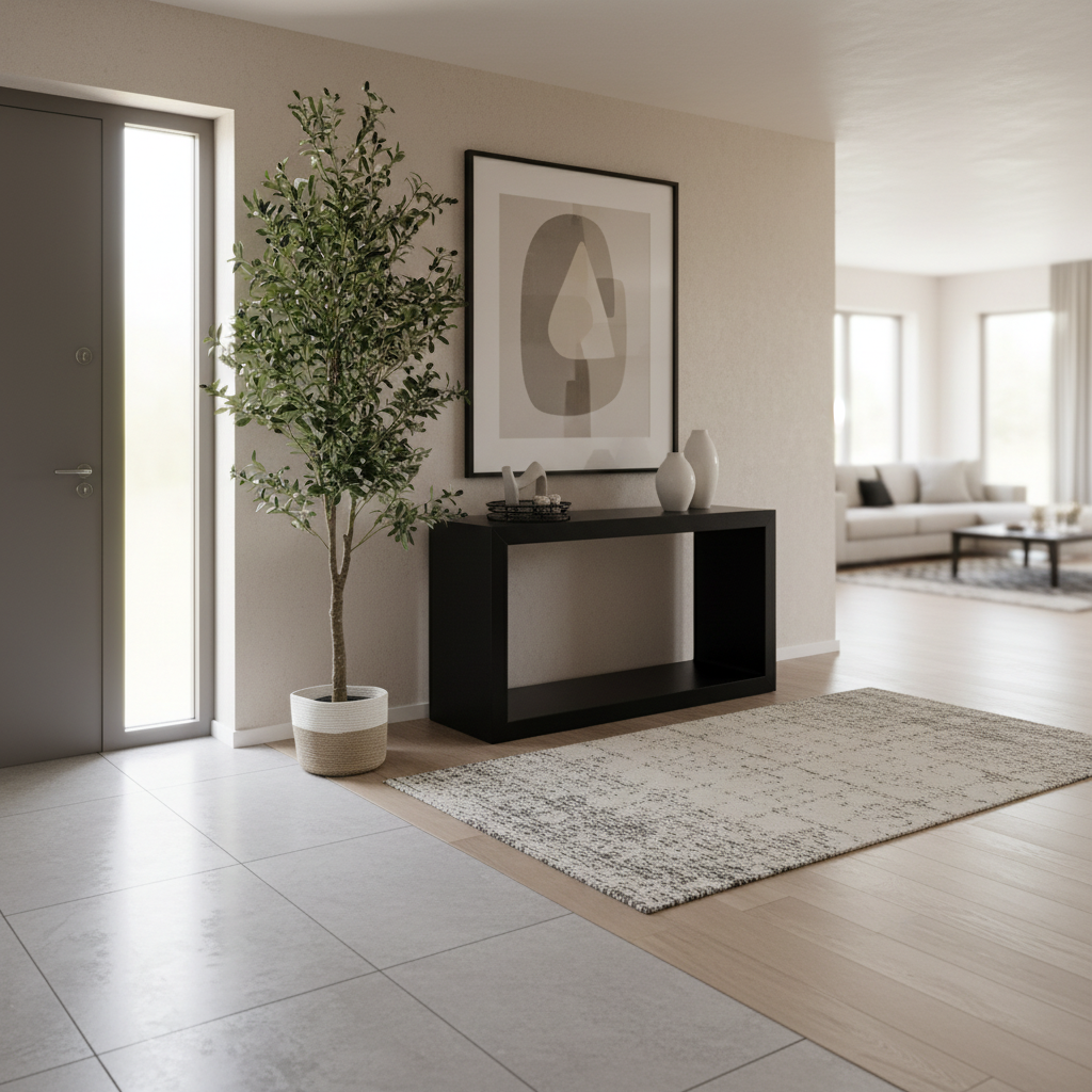 Tall 2M artificial olive tree in modern entryway