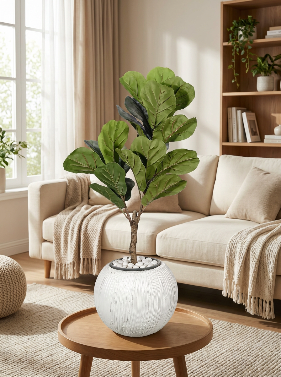 Artificial indoor plant styled in a modern living room
