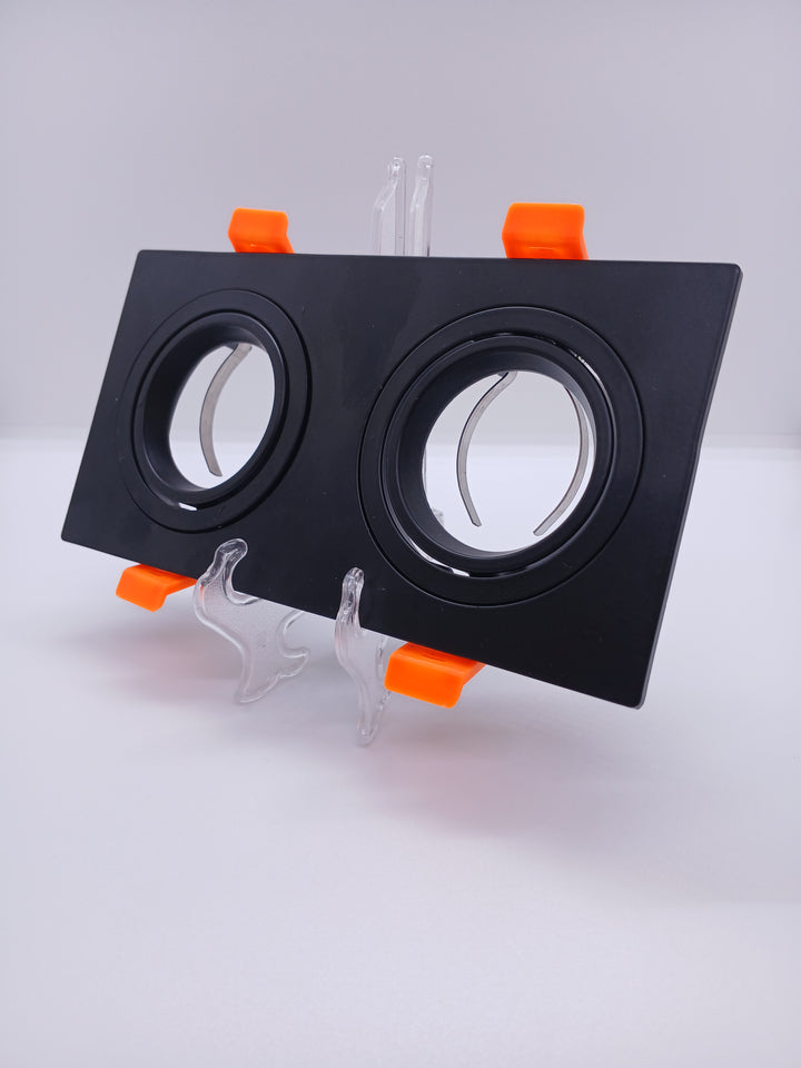 Double Recessed Downlight Frame Set Aluminum